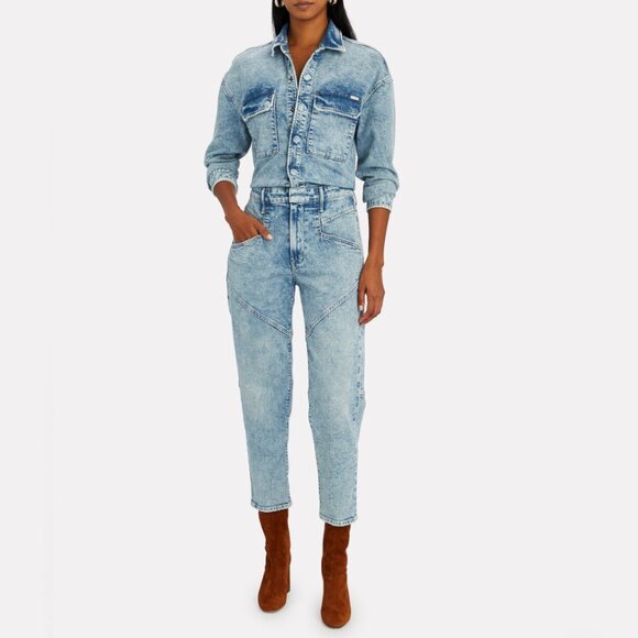 NWT MOTHER All In One Breaker Denim Jumpsuit Size L - Picture 6 of 15